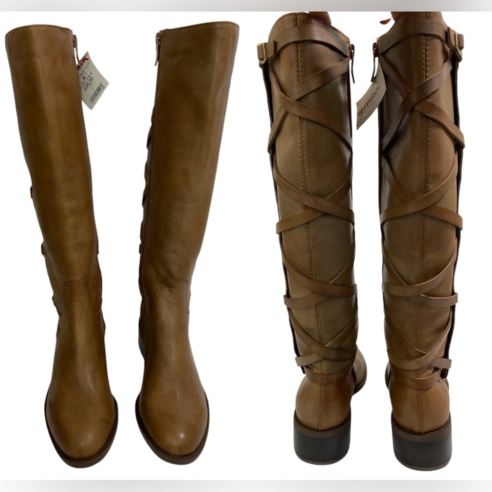 NWOB BCBGeneration "Janiss" Tall Tan Leather Riding Boot Size 6.5 / 36.5